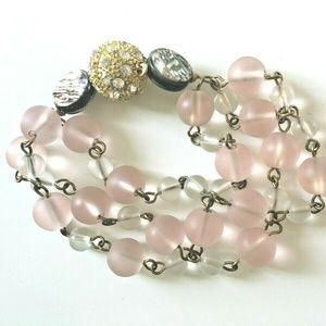 Frosted PINK beaded bracelet w/ magnetic clasp